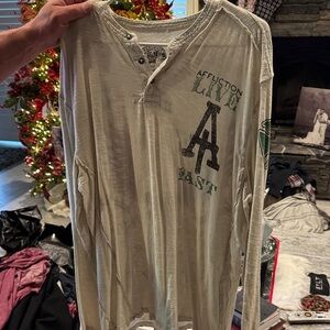 Affliction Men's White Long Sleeve Tee with Graphic